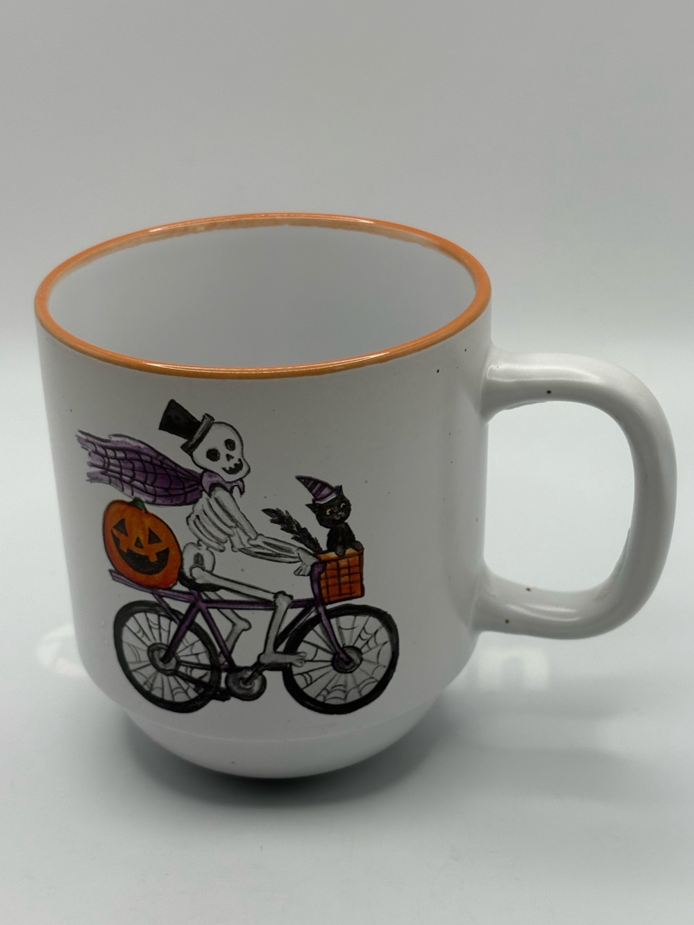 Ceramic Cobwebs & Cauldrons Halloween Bike Riders Mug Ghost Pumpkin Black Cat